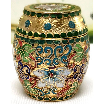 CLOISONNE BOX21 1.75"X2" GREEN